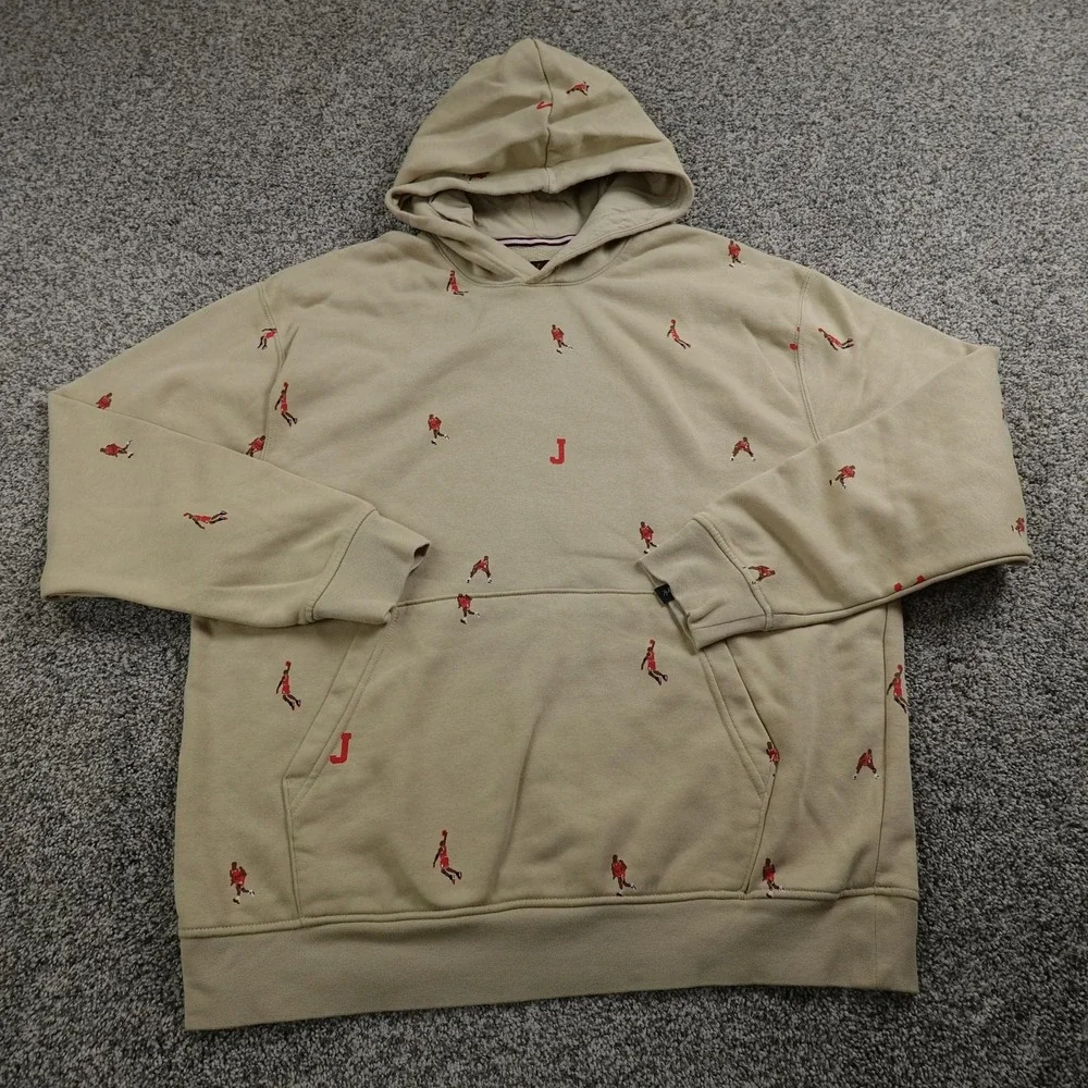 Jordan Hoodie Mens L Beige Michael 23 Jumpman Air Basketball Pullover Sweatshirt